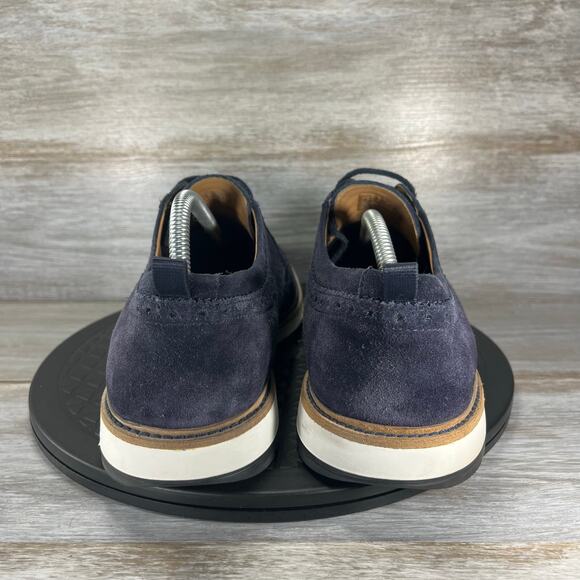 Clarks Mens Chantry Wing Navy Blue Suede Leather Wingtip Oxfords Size 10 - Picture 4 of 8